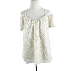Maurice’s Cream Lace Cold Shoulder Blouse Size Medium